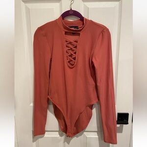 Women’s Bodysuit Derek Heart Lattice Open Neckline Size: Small